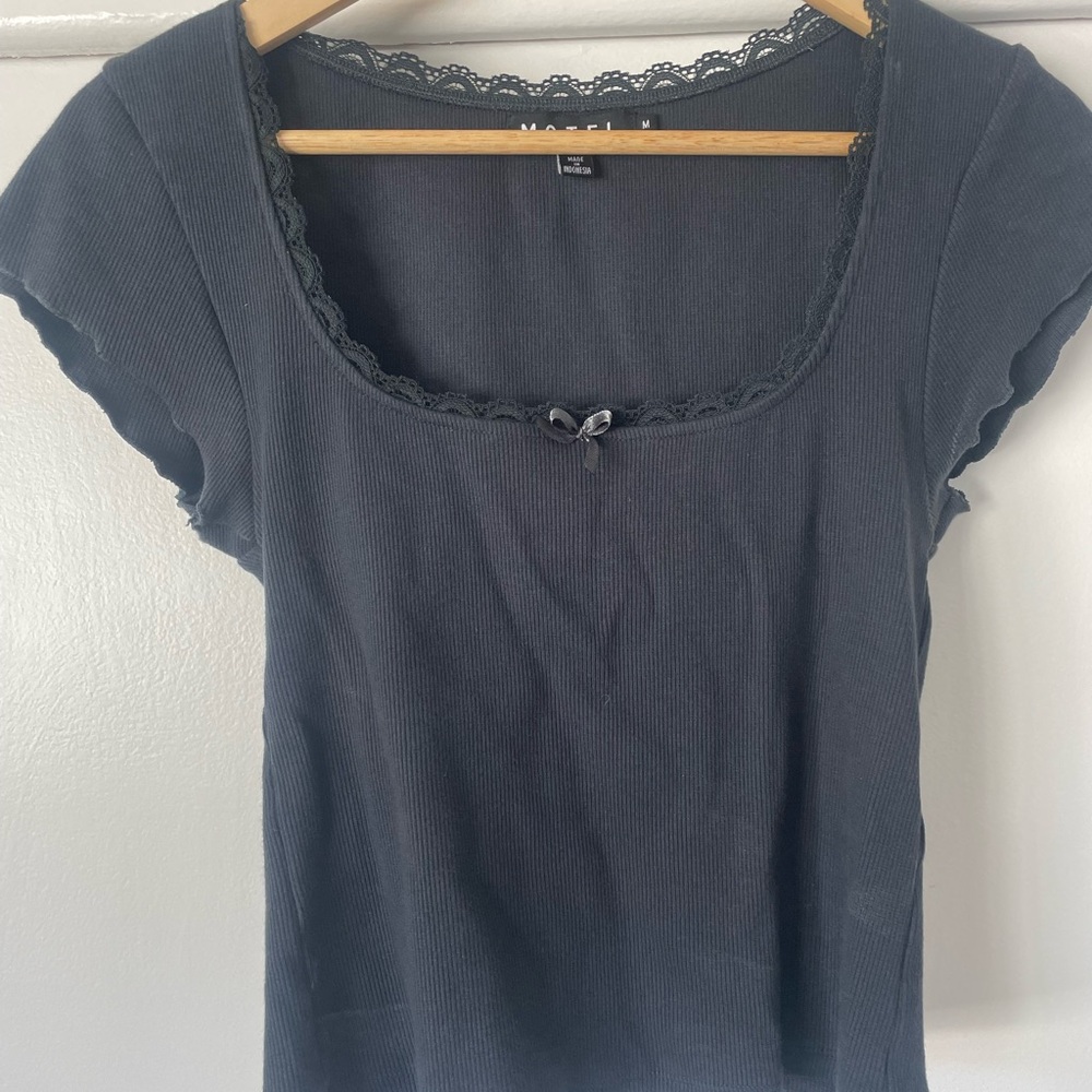 Motel Rocks Black Lace Trim Tee